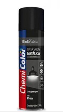 TINTA SPRAY METALICA 400ML PRETO - CHEMICOLOR