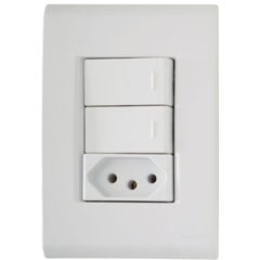 INTERRUPTOR DE EMBUTIR 2 TECLA + TOMADA COM PLACA 20A LIZ BRANCO - TRAMONTINA