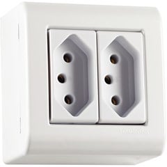 TOMADA DE SOBREPOR DUPLA RETANGULAR LIZF 2P+T 20A BRANCA - TRAMONTINA