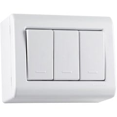 INTERRUPTOR DE SOBREPOR 3 TECLA RETANGULAR LIZFLEX 10A BRANCO - TRAMONTINA