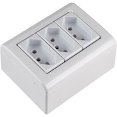 TOMADA DE SOBREPOR TRIPLA RETANGULAR LIZFLEX 2P+T 20A - TRAMONTINA