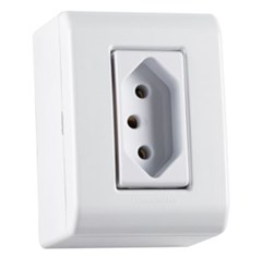 TOMADA DE SOBREPOR RETANGULAR LIZFLEX 2P+T 10A BRANCA - TRAMONTINA