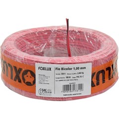 FIO BICOLOR PRETO/VERMELHO 2X1.50MM C/100M P/SOM - FOXLUX