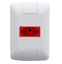 TOMADA DE EMBUTIR COM PLACA 2P+T 20A ARIA BRANCA/VERMELHA - TRAMONTINA