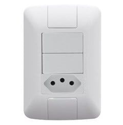 INTERRUPTOR DE EMBUTIR 2 TECLA + TOMADA COM PLACA 20A ARIA BRANCO - TRAMONTINA