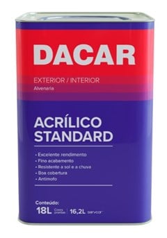 TINTA ACRILICA FOSCO 18LT STANDARD CINZA - DACAR