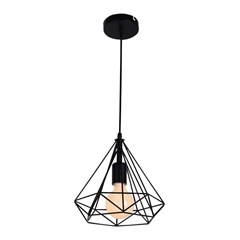 PENDPENDENTE TETRA 1XE27 60W 23X25CM PRETO BIVOLT - LLUMM