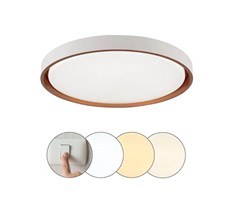 LUMINARIA SOBREPOR LED REDONDA MONTANA 41CM 24W BRANCO E DOURADO BIVOLT - HEVVY
