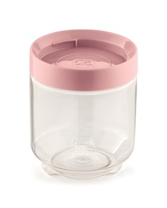 POTE PLASTICO ORGANIZADOR 600ML TRANSPARENTE/ROSA - UZ. UTILIDADES