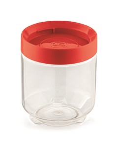 POTE PLASTICO ORGANIZADOR 600ML TRANSPARENTE/VERMELHO - UZ. UTILIDADES
