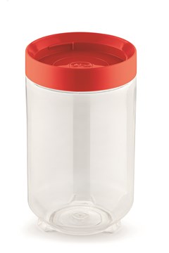 POTE PLASTICO ORGANIZADOR 900ML TRANSPARENTE/VERMELHO - UZ. UTILIDADES