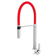 TORNEIRA METAL COZINHA MESA BICA MOVEL 1/2 1/4V DOC FLEX CROMADA/VERMELHO - DOCOL