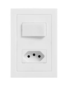INTERRUPTOR DE EMBUTIR 1 TECLA SIMPLES + TOMADA COM PLACA 10A BRANCO - DICOMPEL