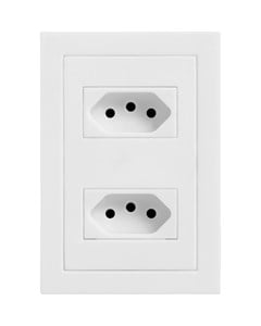 TOMADA DE EMBUTIR COM PLACA DUPLA 2P+T 10A BRANCA - EKRON