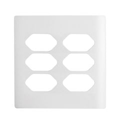 PLACA 4X4 P/TOMADA C/SUPORTE 6 PONTOS HORIZONTAL BRANCA - DICOMPEL