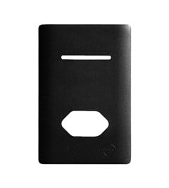 PLACA 4X2 P/ 1 INTERRUPTOR + 1 TOMADA C/SUPORTE HORIZONTAL PRETO/GRAFITE - DICOMPEL