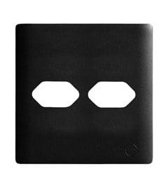 PLACA 4X4 P/TOMADA C/SUPORTE  2 PONTOS HORIZONTAL PRETO/GRAFITE - DICOMPEL