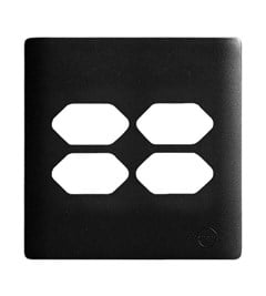 PLACA 4X4 P/TOMADA C/SUPORTE 4 PONTOS HORIZONTAL PRETO/GRAFITE - DICOMPEL