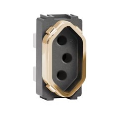 MODULO P/TOMADA 2P+T 10A PRETO/GRAFITE/GOLD - DICOMPEL