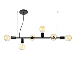 PENDENTE DECOR 6XE27 78X15X150CM PRETO BIVOLT - LLUMM