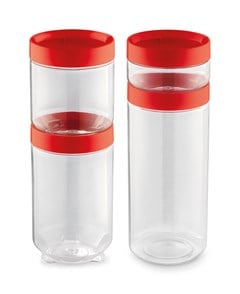 KIT POTE PLASTICO ORGANIZADOR CONECTA TRANSPARENTE/VERMELHA 4PCS - UZ. UTILIDADES