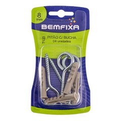 PITAO 4.4X67 ZINCADO C/BUCHA N 8 4PCS - BEMFIXA