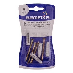 PARAFUSO P/MADEIRA PHILIPS CABECA CHATA C/BUCHA UNIVERSAL N 6 4PCS - BEMFIXA