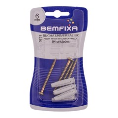 PARAFUSO P/MADEIRA PHILIPS CABECA DE PANELA C/BUCHA UNIVERSAL N 6 4PCS - BEMFIXA