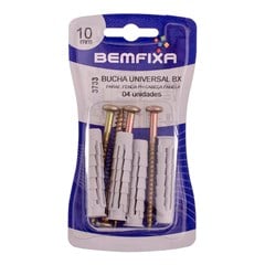 PARAFUSO P/MADEIRA PHILIPS CABECA DE PANELA C/BUCHA UNIVERSAL N 10 4PCS - BEMFIXA