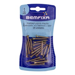 PARAFUSO P/MADEIRA PHILIPS CABECA CHATA 4.0X30 C/20PCS - BEMFIXA