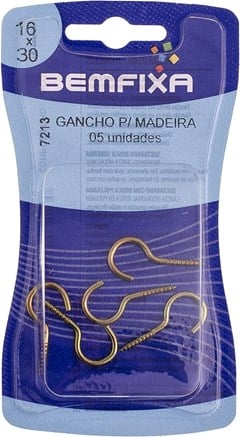 GANCHO P/MADEIRA BICROMATIZADO 16X30 C/04PCS - BEMFIXA