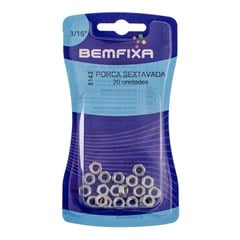 PORCA SEXTAVADA ZINCADO 3/16 C/20PCS - BEMFIXA