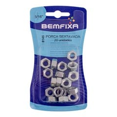 PORCA SEXTAVADA ZINCADO 5/16 C/20PCS - BEMFIXA