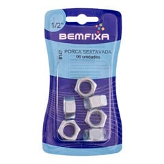 PORCA SEXTAVADA ZINCADO 1/2 C/06PCS - BEMFIXA