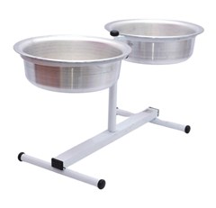 COMEDOURO DUPLO POLIDO REGULAVEL 900ML - AVIPET