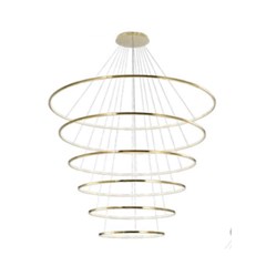 PENDENTE BENSON LED 209W 160X400CM 3000K 6 ANEIS DOURADO BIVOLT - HEVVY