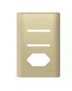 PLACA 4X2 P/ 2 INTERRUPTOR + 1 TOMADA C/SUPORTE HORIZONTAL CHAMPANHE - DICOMPEL