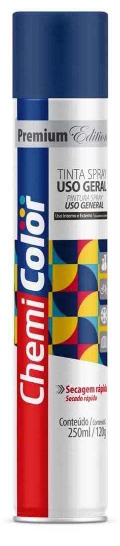 TINTA SPRAY USO GERAL 250ML AZUL ESCURO - CHEMICOLOR