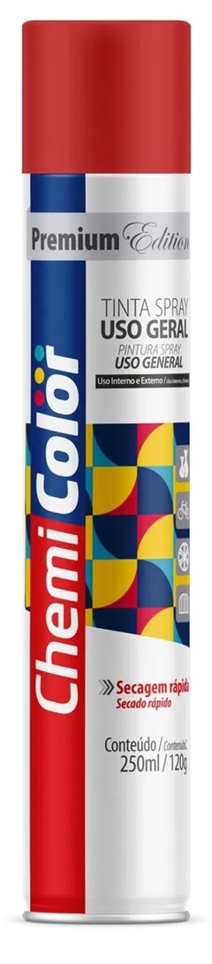 TINTA SPRAY USO GERAL 250ML VERMELHO - CHEMICOLOR