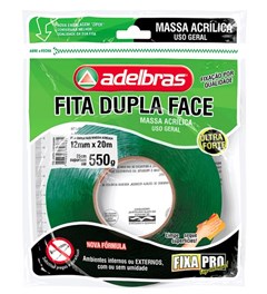 FITA DUPLA FACE MASSA ACRILICA 12MMX20M FIXA PRO - ADELBRAS