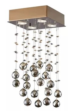 LUMINARIA SOBREPOR QUADRADA C/CRISTAIS 6XGU10 6X50W GOLD AMBAR BIVOLT - LLUMM