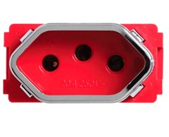 MODULO P/TOMADA 2P+T 20A VERMELHO/CROMADO - DICOMPEL