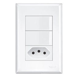 INTERRUPTOR DE EMBUTIR 2 TECLA + TOMADA COM/PLACA 10A EVIDENCE BRANCA - FAME