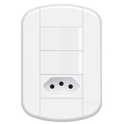 INTERRUPTOR DE EMBUTIR 2 TECLA + TOMADA COM/PLACA 20A BLANC+  BRANCA - FAME