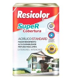 TINTA ACRILICA FOSCO SUPER COBERTURA 18L STANDARD CINZA ESCALADA - RESICOLOR