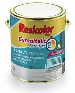 TINTA ESMALTELIT BASE D AGUA 3 6L BRANCO BRILHANTE - RESICOLOR
