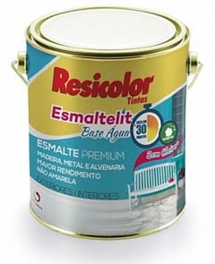 TINTA ESMALTELIT BASE D AGUA 900ML BRANCO BRILHANTE - RESICOLOR