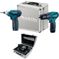 KIT PARAFUSADEIRA FURADEIRA + PARAFUSADEIRA IMPACT. C/02 BATERIAS 12V - MAKITA