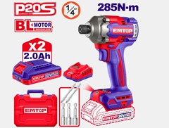 CHAVE DE IMPACTO 285N-M C/ 2 BATERIAS BIVOLT - EMTOP