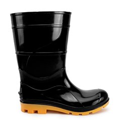 BOTA PVC CANO MEDIO PRETA SOLA AMARELA SEM FORRO 39 MOD208 - CRIVAL